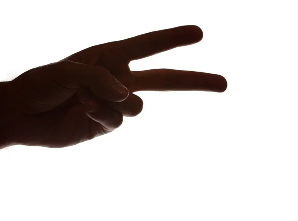 Людська рука, що показує додаток, ізольована на білому — стокове фото