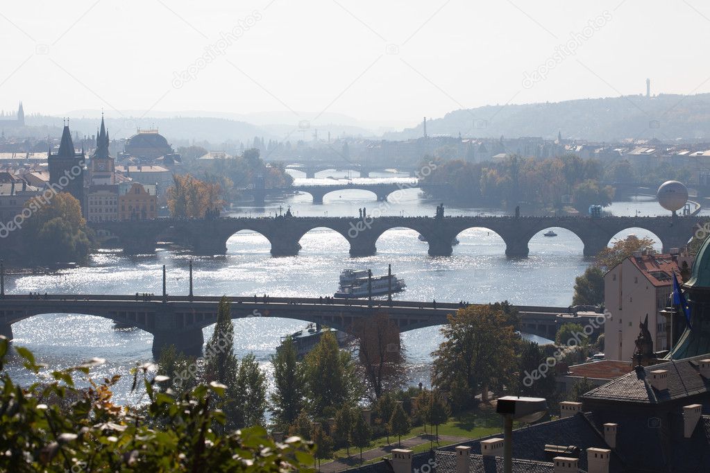 View of the bridges of Prague