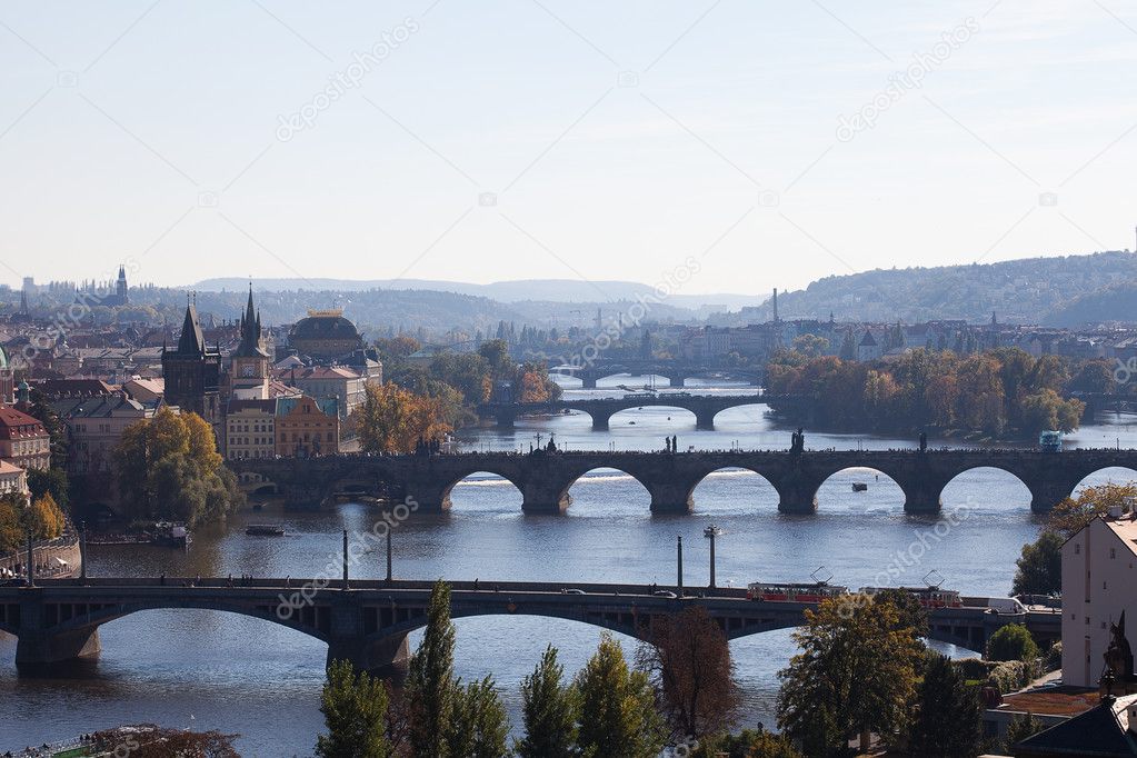 Background of the bridges of Prague