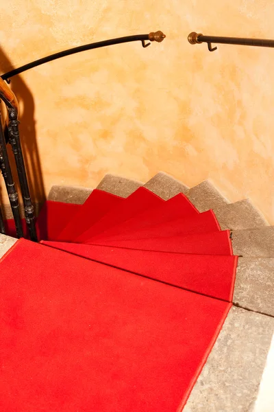 Staircase with red carpet — Stock Photo, Image