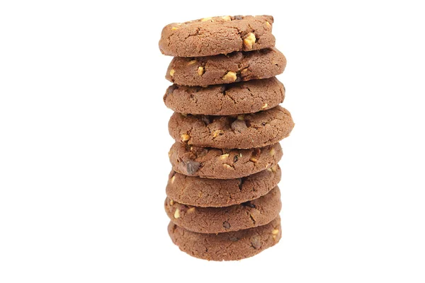 Mucchio di biscotti di farina d'avena isolati su bianco — Foto Stock