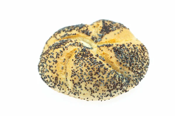 Pan con semillas de amapola aisladas en blanco — Foto de Stock