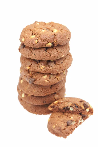 Hromadu ovesné vločky cookies izolované na bílém — Stock fotografie