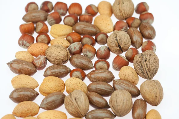 Achtergrond van verschillende soorten noten — Stockfoto