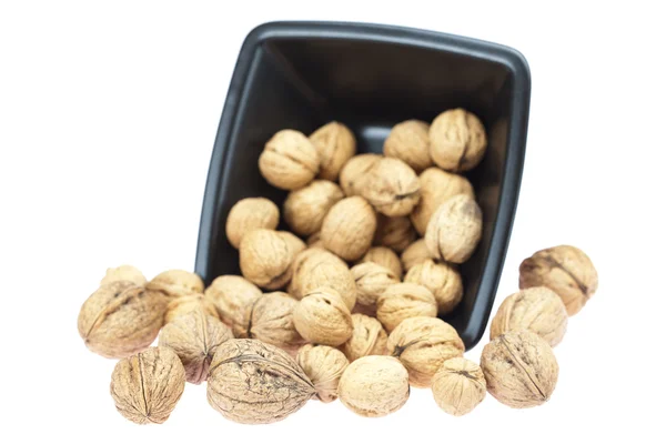Vlašské ořechy v misce izolované na bílém — Stock fotografie