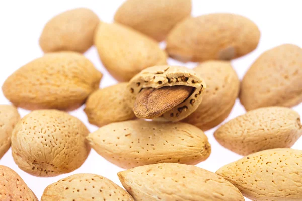 Almonds isolated on white — Stock Photo, Image