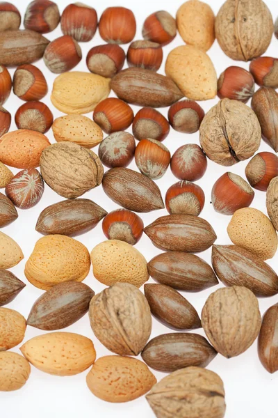 Fondo de varios tipos de frutos secos — Foto de Stock