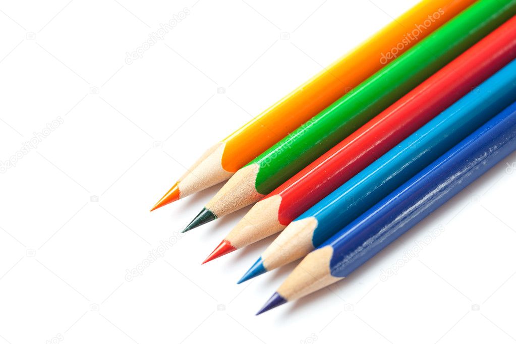 Colored pencils isolated on white