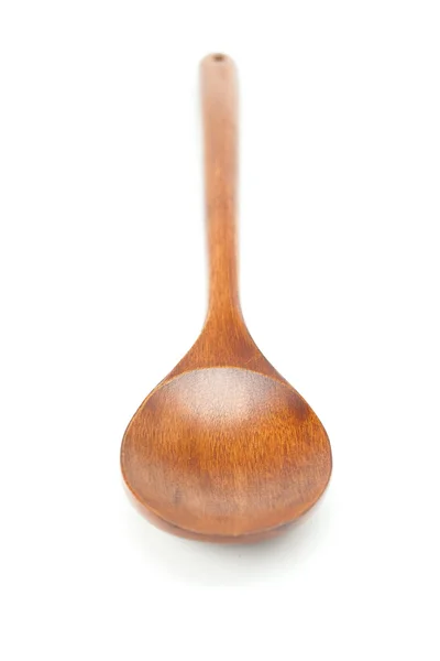 白色孤立的木制勺子 — 图库照片