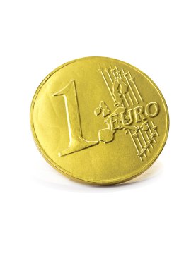 altın sikke üzerinde beyaz izole euro