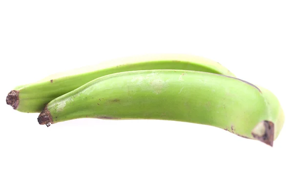 白で隔離される大規模な緑バナナ — ストック写真