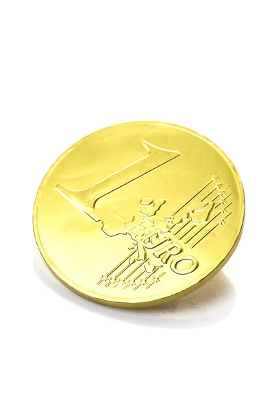 गोल्ड सिक्का एक यूरो सफेद पर अलग — स्टॉक फ़ोटो, इमेज