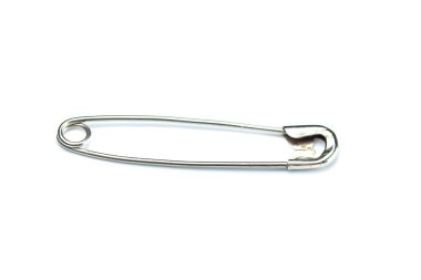 Safety pin is isolated on a white clipart