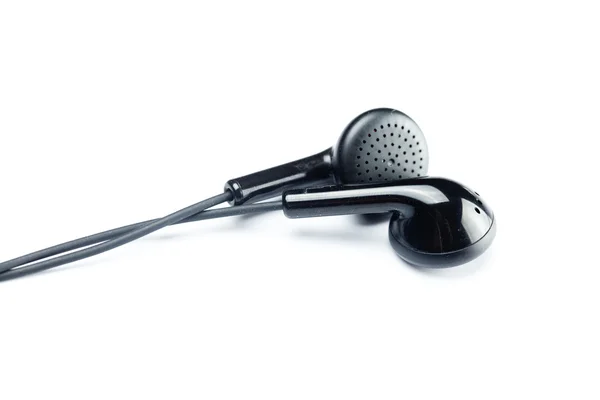 Czarne słuchawki izolowane na białym — Zdjęcie stockowe