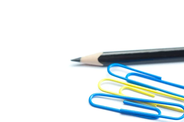 Svart penna och färgade Gem isolerad på vit — Stockfoto
