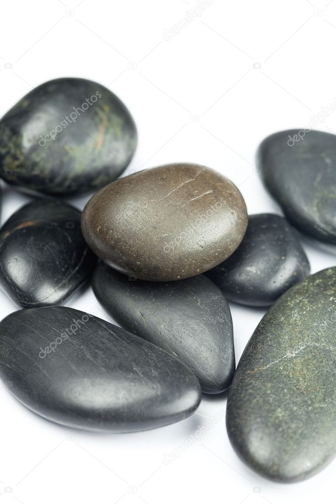 Big black spa stones isolated on white