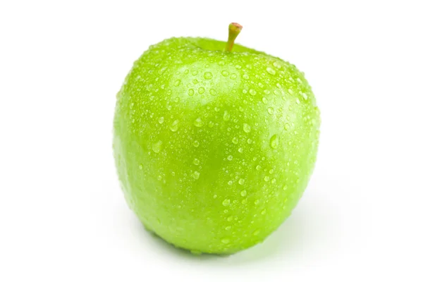 白で隔離される水の滴をりんご — ストック写真