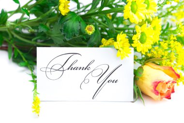 Yellow red rose ,yellow field flower and a card with the words clipart