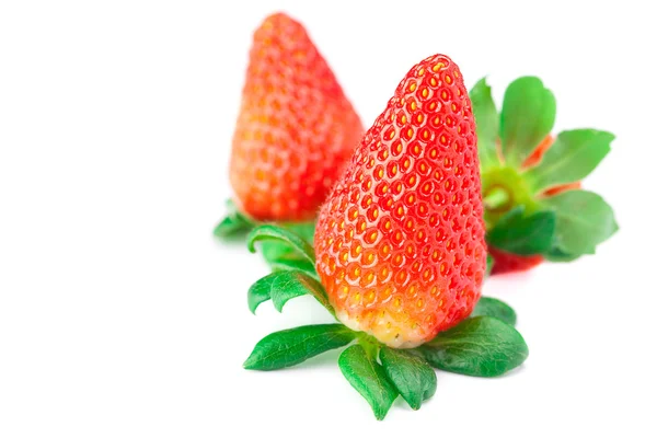 Große saftige rote reife Erdbeeren isoliert auf weißen — Stockfoto