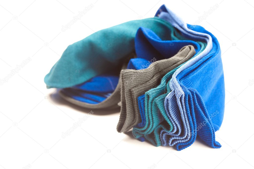 Multi colored socks made ​​of cotton isolated on white