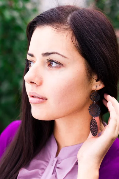 stock image Portrait of a beautiful young woman outdoor