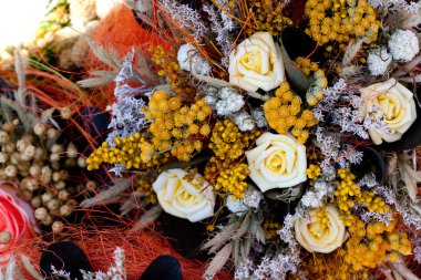 Background of the dried flowers at the fair clipart