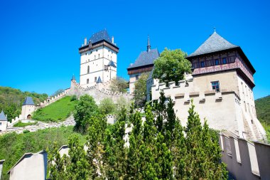 Czech Castle Karlstejn on a background of blue sky clipart