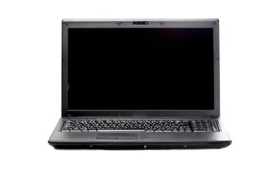 siyah laptop üzerinde beyaz izole