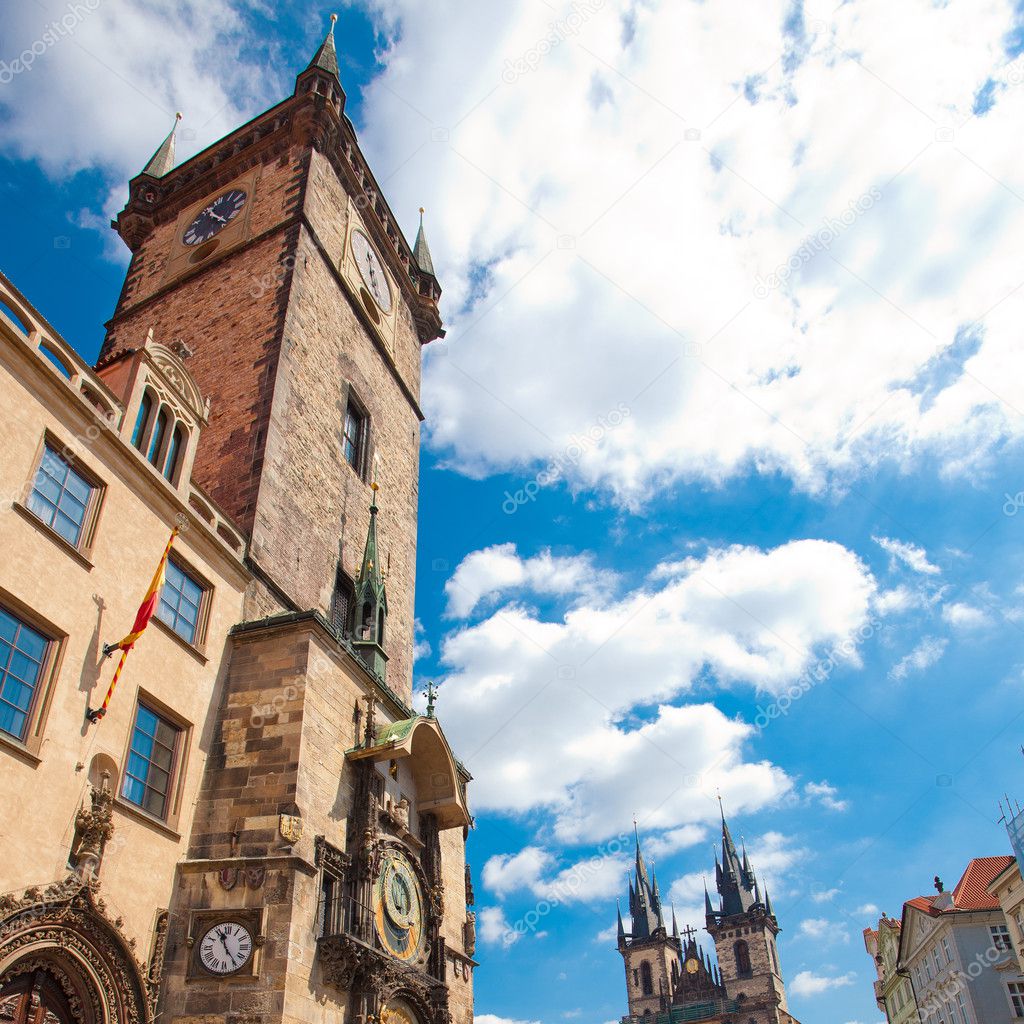 Old Town Square in Prague against the blue sky