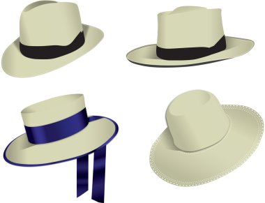 Four Panama vector hats clipart