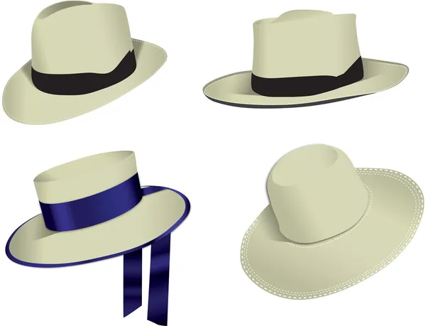Vier panama vector hoeden — Stockvector
