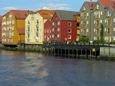 Trondheim old house over a river clipart