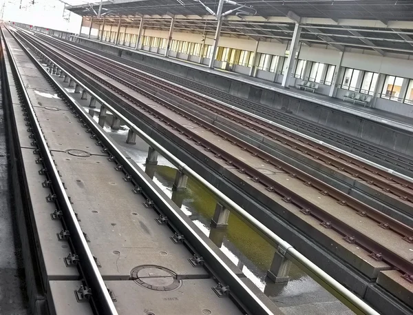 stock image Tracks of a railway station