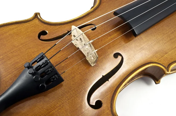 Italiaanse houten viool snaar details — Stockfoto
