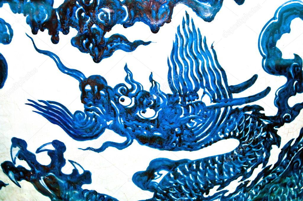 Blue chinese dragon