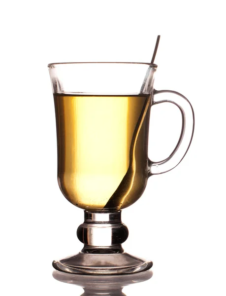 Stock image Glass of green tea with spoon