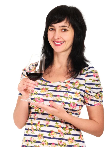 Portrét ženy s sklenici červeného vína — Stock fotografie