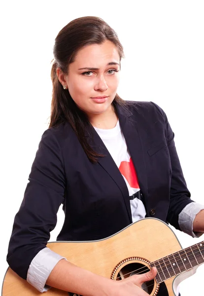 Fajna kobieta counttry piosenkarka z gitara — Zdjęcie stockowe