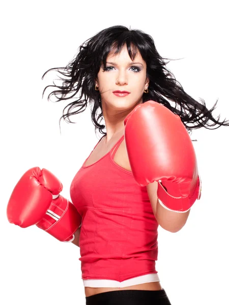 Boxeo mujer luchador vuelta atrás —  Fotos de Stock