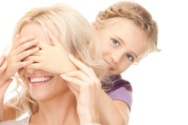 Happy mother and little girl clipart