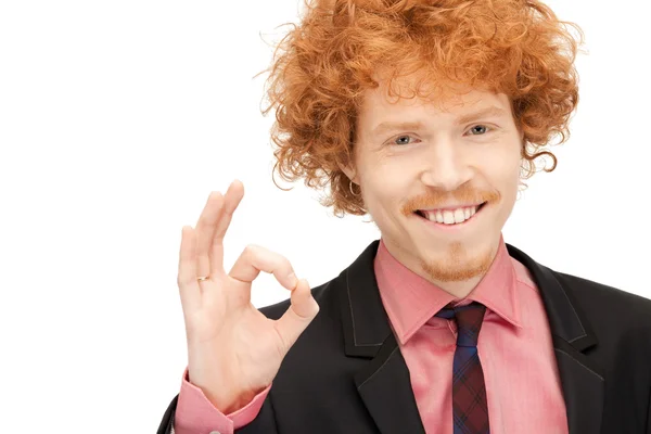 Handsome man showing ok sign — Stock Photo, Image