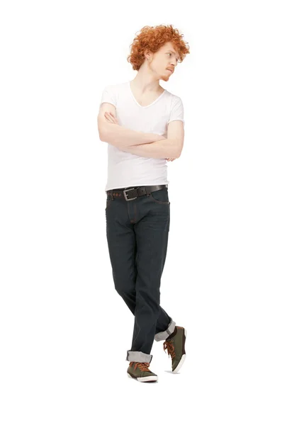 Jóképű férfi fehér ing — Stock Fotó