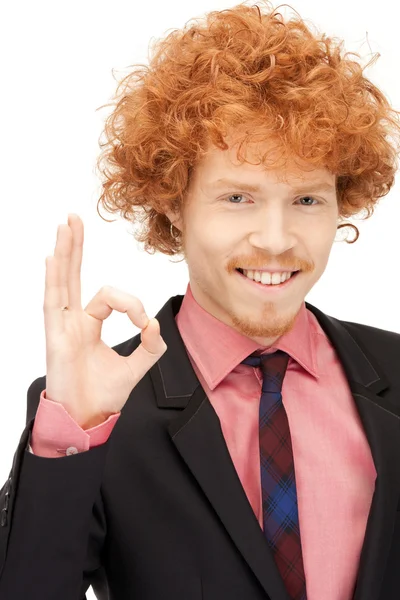 Handsome man showing ok sign — Stock Photo, Image