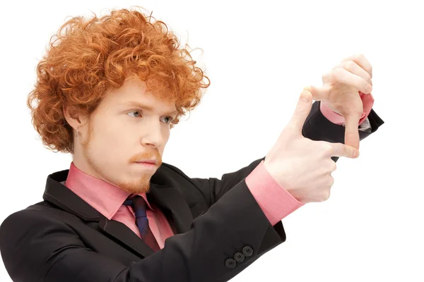 Jóképű férfi ujjak keret létrehozása — Stock Fotó