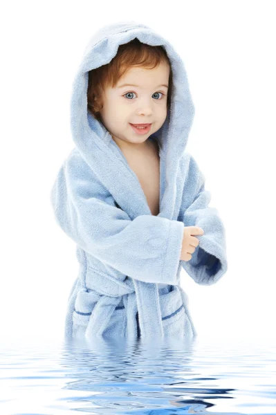 Baby boy in blue robe — Stock Photo, Image