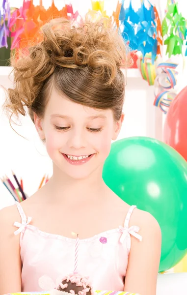 Party girl with cake — Stock Photo, Image
