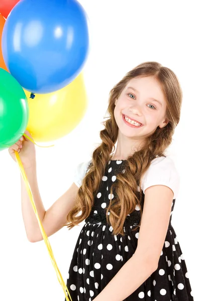 Chica feliz con globos de colores —  Fotos de Stock