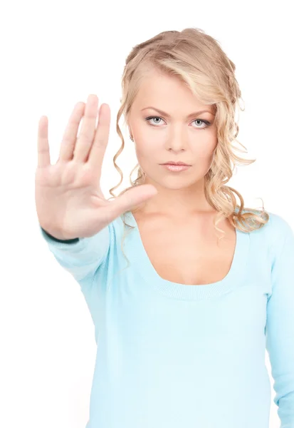 Nő így stop gesztus — Stock Fotó
