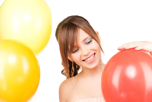 Ευτυχισμένος κορίτσι εφηβικής με μπαλόνια — Φωτογραφία Αρχείου