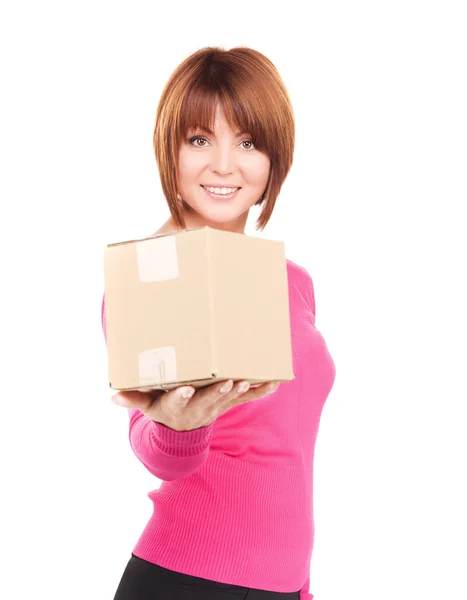 Geschäftsfrau mit Paket — Stockfoto